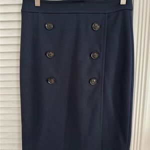 Banana Republic Navy Buttoned Pencil Skirt